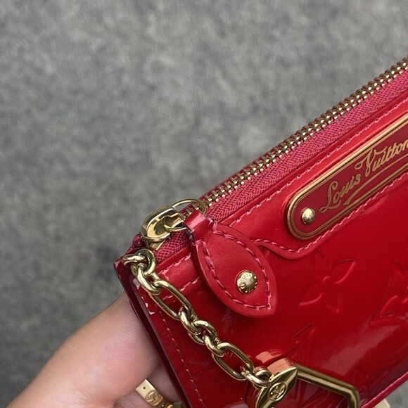 Louis Vuitton Red Vernis Pochette Key Cles Card Case Coin Purse - Picture 8 of 12